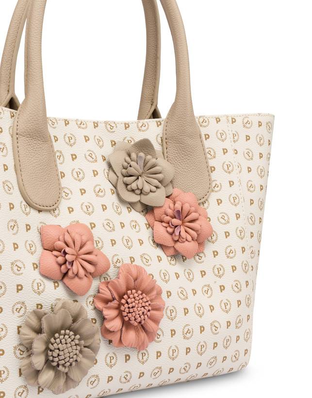Pollini Tote Bag Medium Heritage Flowers Avorio/ghiaccio