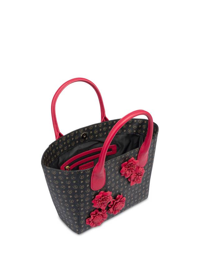 Pollini Tote Bag Medium Heritage Flowers Nero/rosso