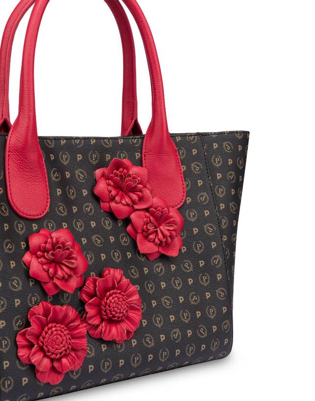 Pollini Tote Bag Medium Heritage Flowers Nero/rosso