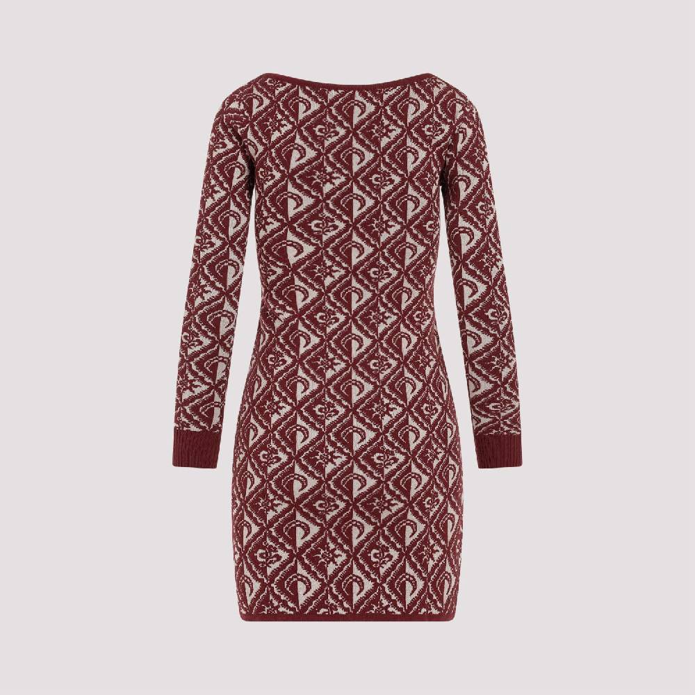 MARINE SERRE  Abito Corto Jacquard Rosso Marine Serre In Lana