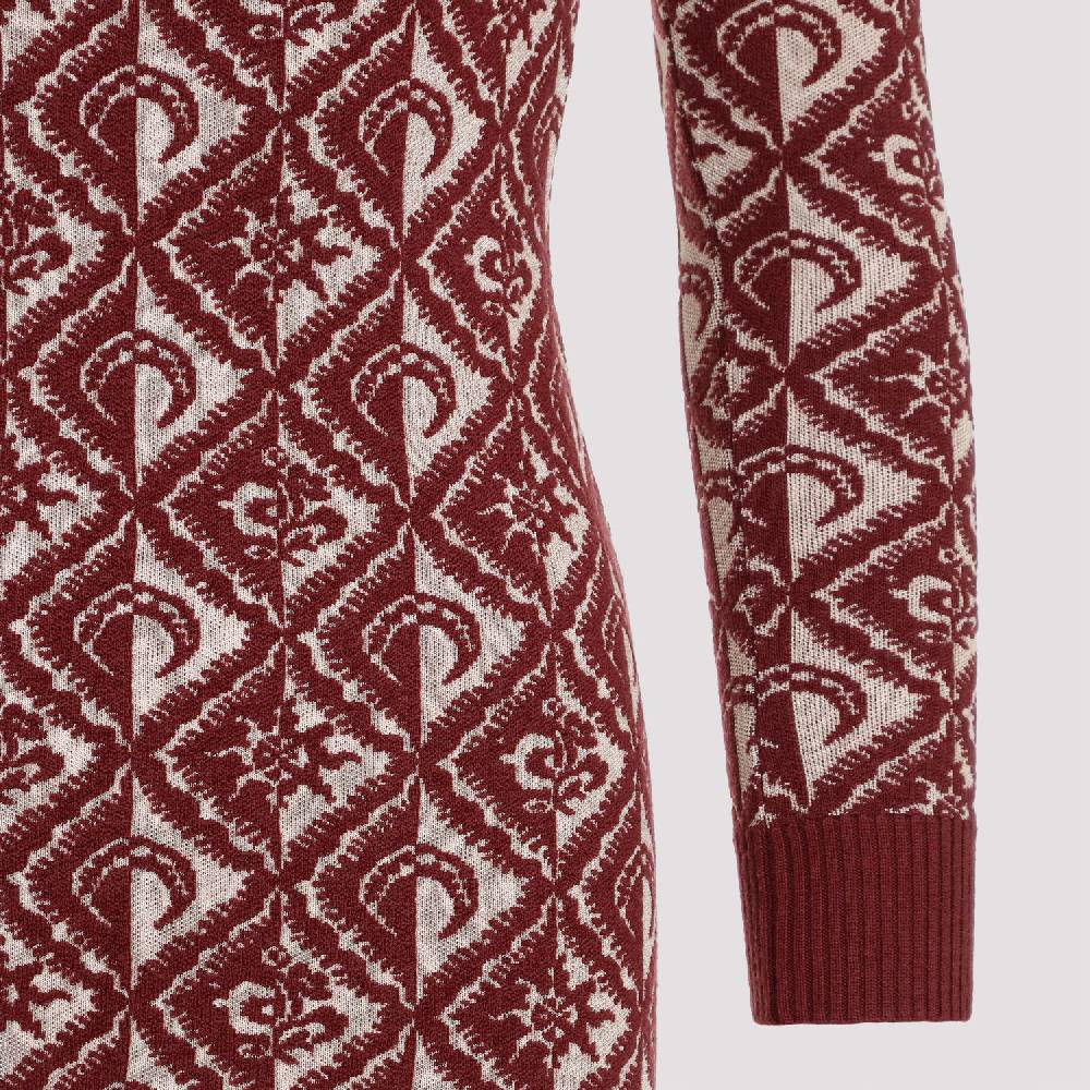 MARINE SERRE  Abito Corto Jacquard Rosso Marine Serre In Lana