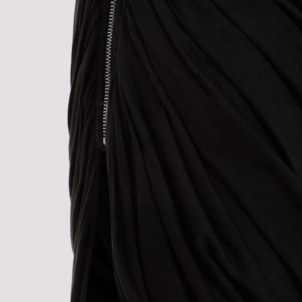 RICK OWENS  Abito Drappeggiato Monospalla Nero In Cotone Di Rick Owens