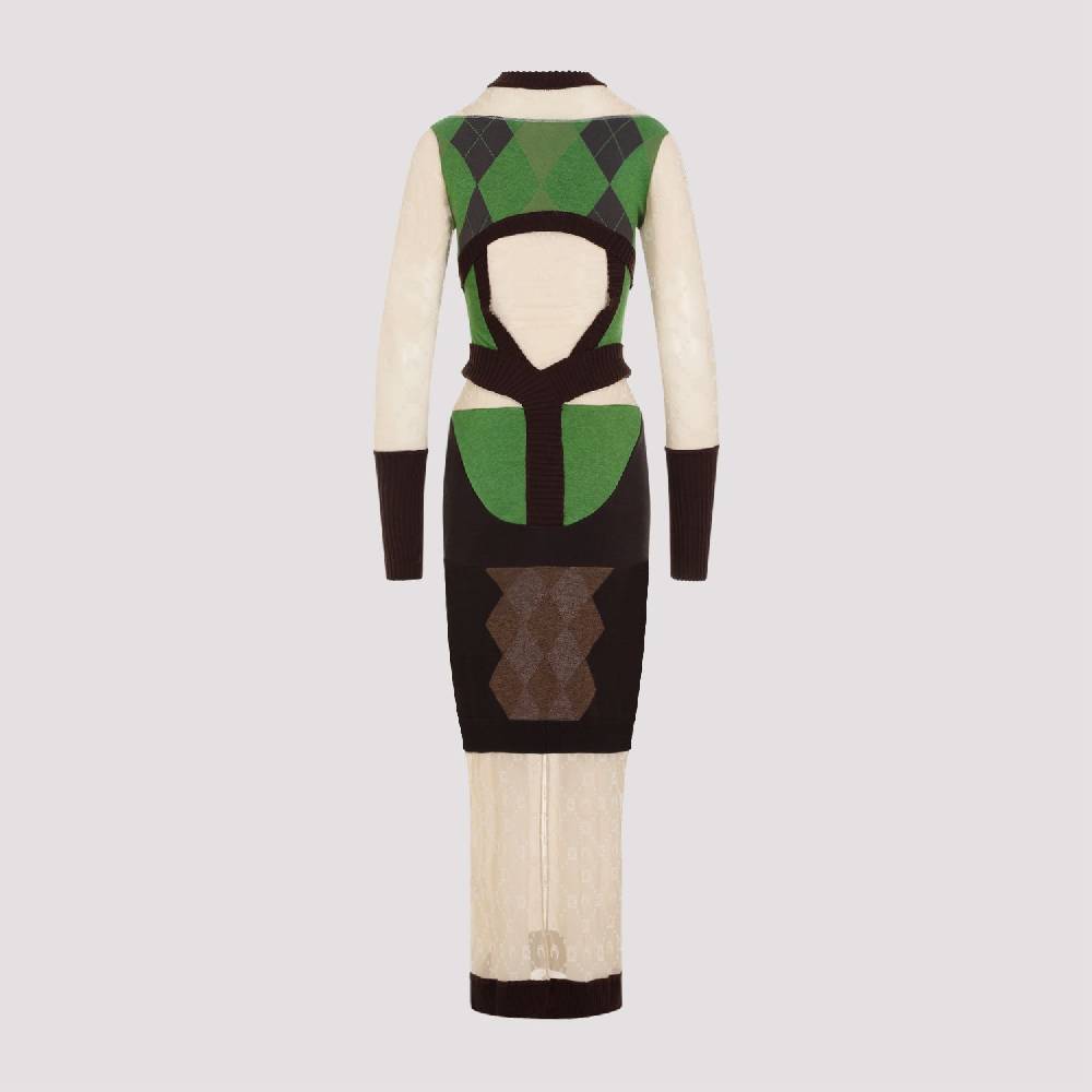 MARINE SERRE  Abito In Maglia Di Cotone Multicolore Marine Serre Con Inserti A Luna