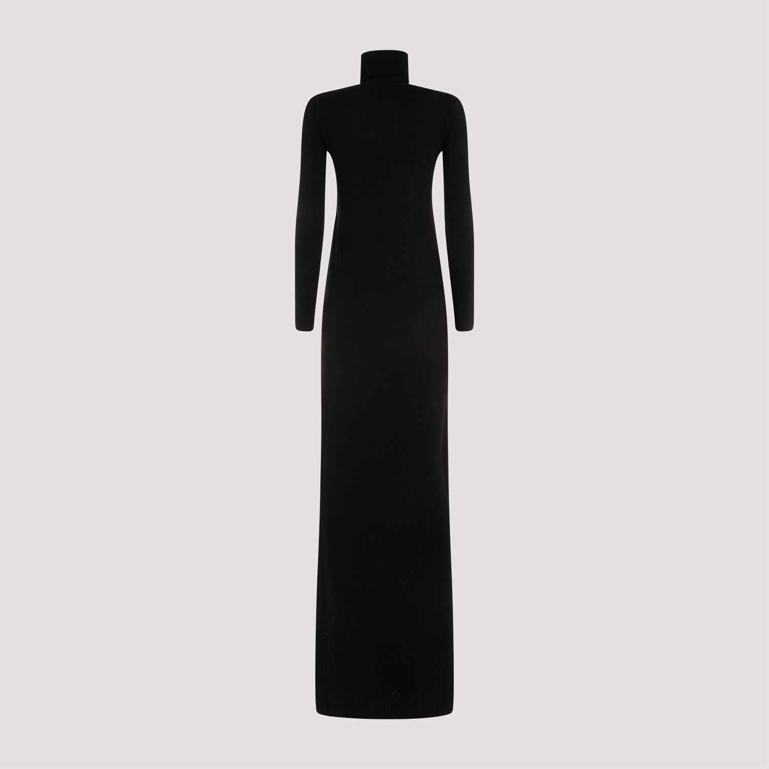 SAINT LAURENT  Abito Lungo Nero In Lana Saint Laurent Collo Alto