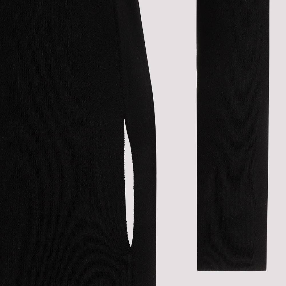 SAINT LAURENT  Abito Lungo Nero In Lana Saint Laurent Collo Alto