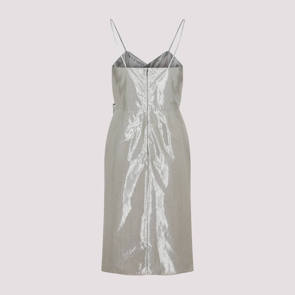 MAISON MARGIELA  Abito Midi Maison Margiela In Cotone Metallizzato Argento