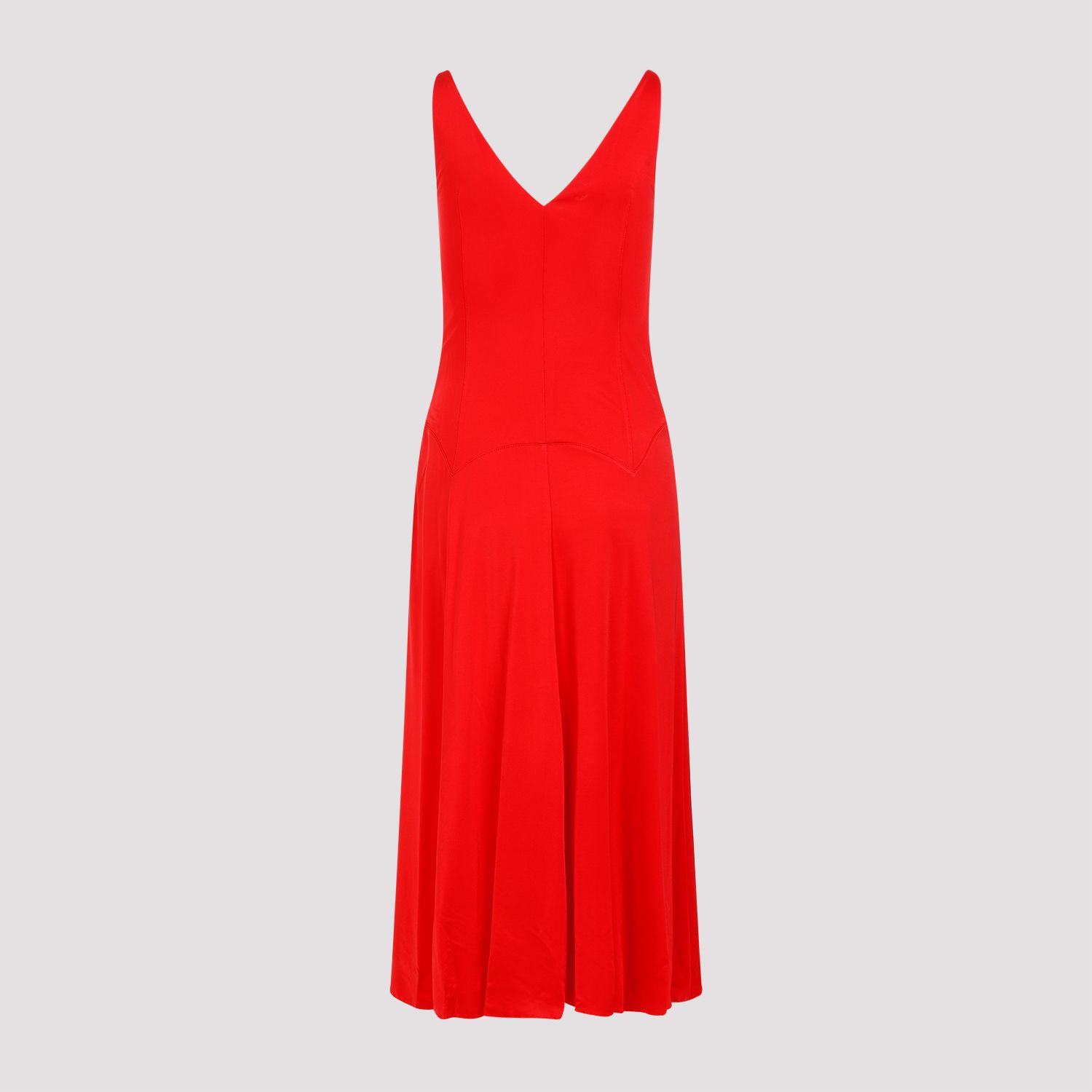 LANVIN  Abito Midi Rosso A-Line Senza Maniche Lanvin