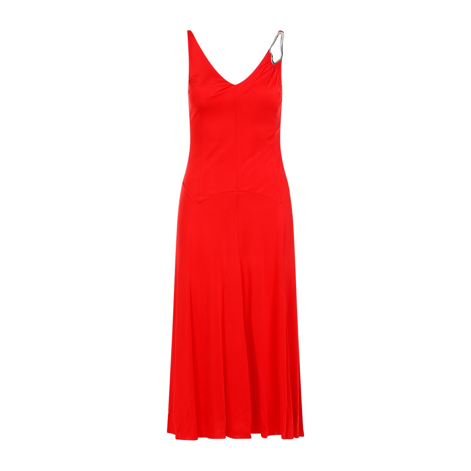LANVIN  Abito Midi Rosso A-Line Senza Maniche Lanvin