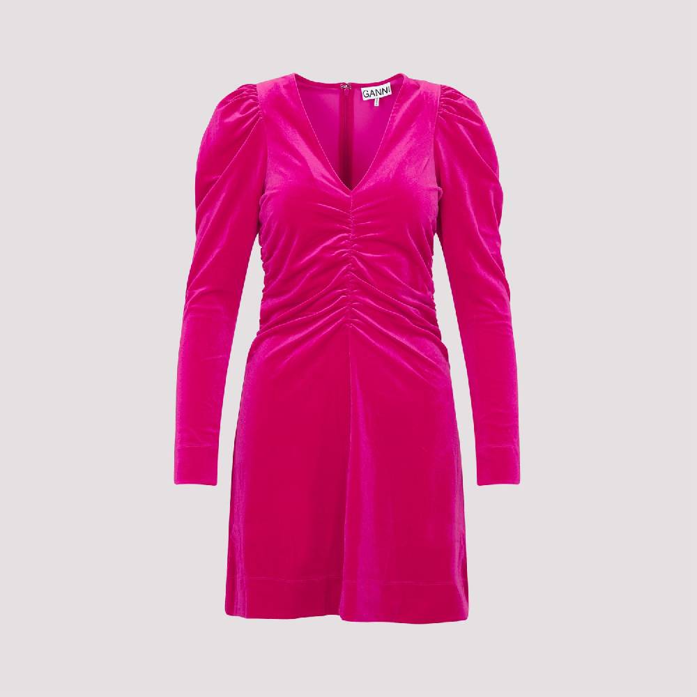 GANNI  Abito Mini In Velluto GANNI Love Potion - Rosa & Viola