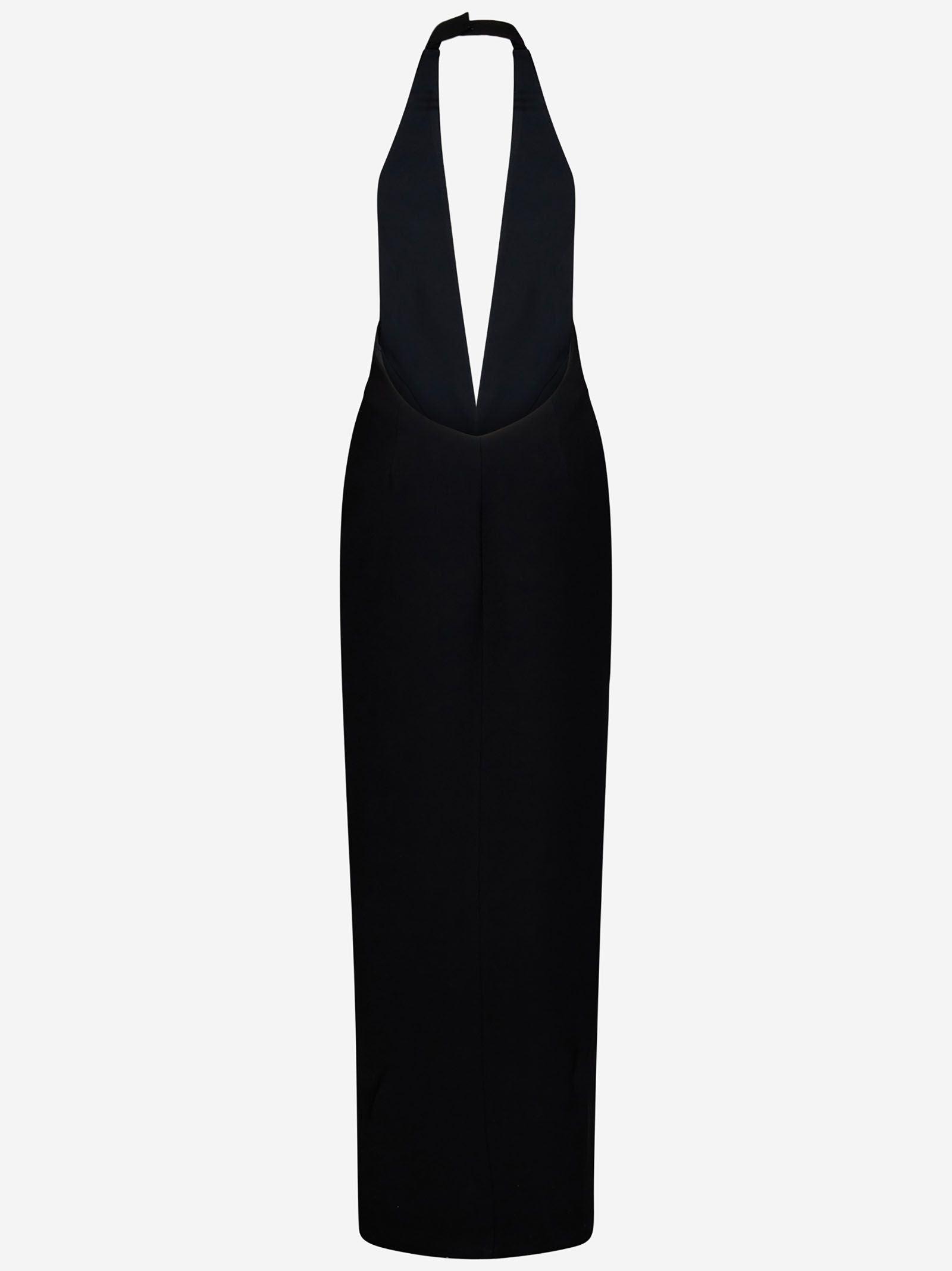 MONOT  Abito Nero MONOT Con Scollatura A V E Spacco Anteriore Senza Schiena