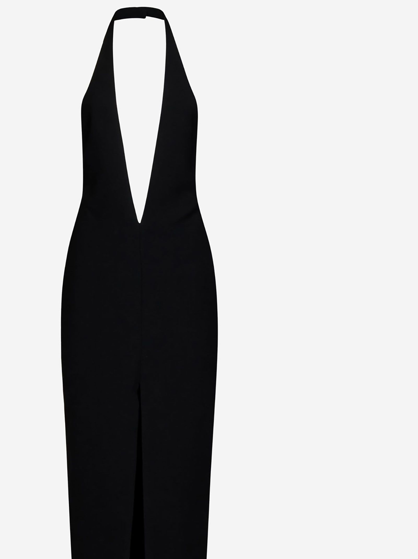 MONOT  Abito Nero MONOT Con Scollatura A V E Spacco Anteriore Senza Schiena