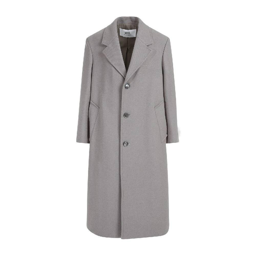 AMI  Cappotto Uomo AMI Taupe in Misto Lana Oversize