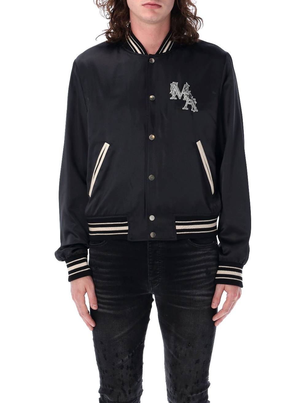 AMIRI  Giacca Bomber Nera MA Logo da Uomo AMIRI