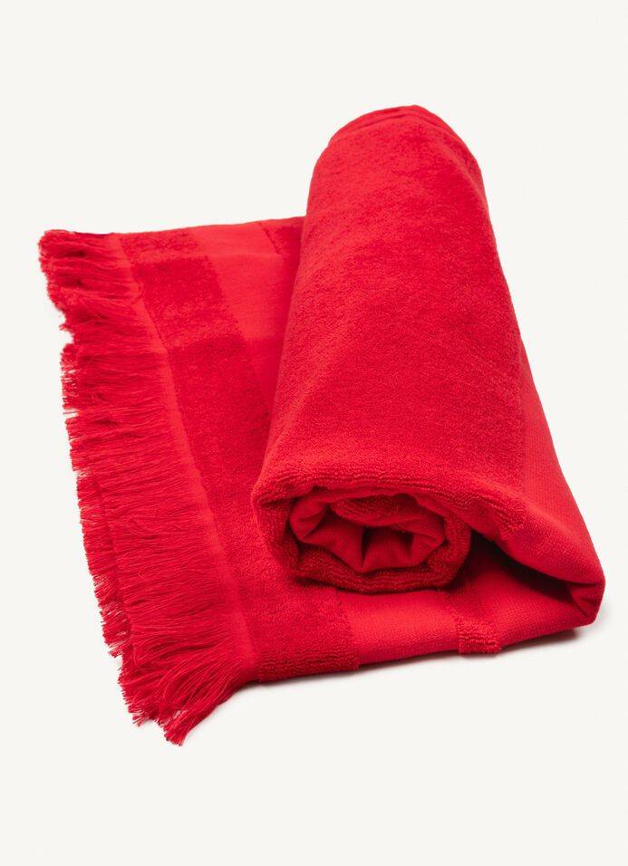 COLMAR  Asciugamano Da Spiaggia Rosso In Cotone Unisex Colmar Con Frange