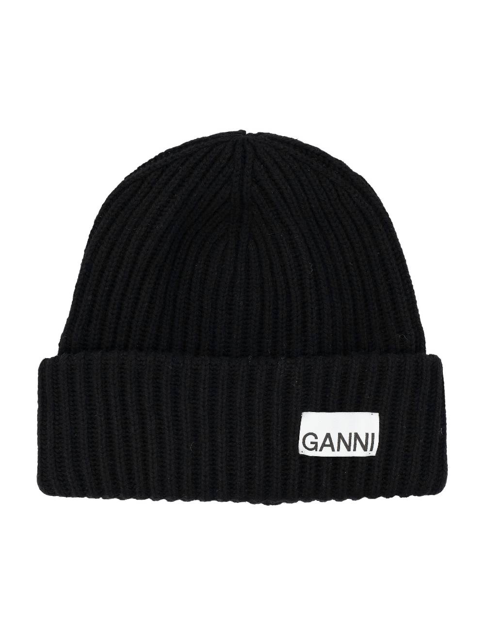 GANNI  Berretto di Lana Nero GANNI da Donna - Cappello in Maglia a Costine Eco-Sostenibile