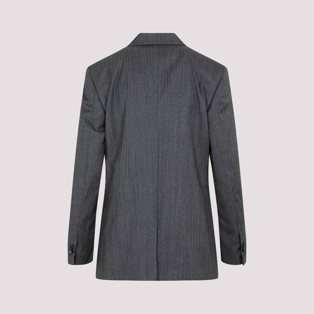 BOTTEGA VENETA  Blazer Di Lana Chevron Grigio Bottega Veneta Per Donna