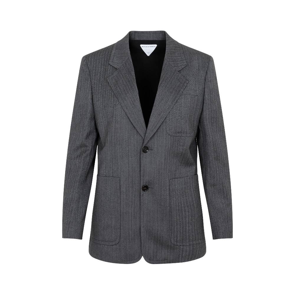 BOTTEGA VENETA  Blazer di Lana Chevron Grigio Bottega Veneta per Donna