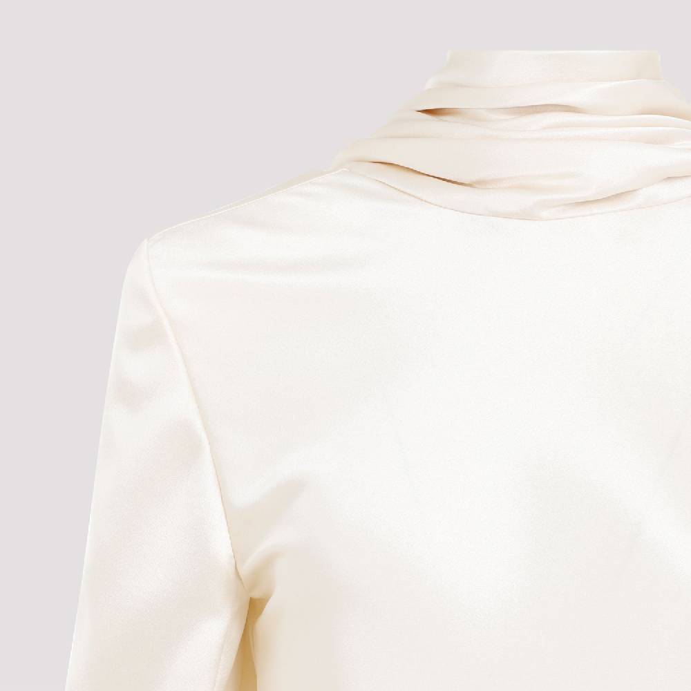SAINT LAURENT  Blusa Drappeggiata In Seta Saint Laurent - Color Carne