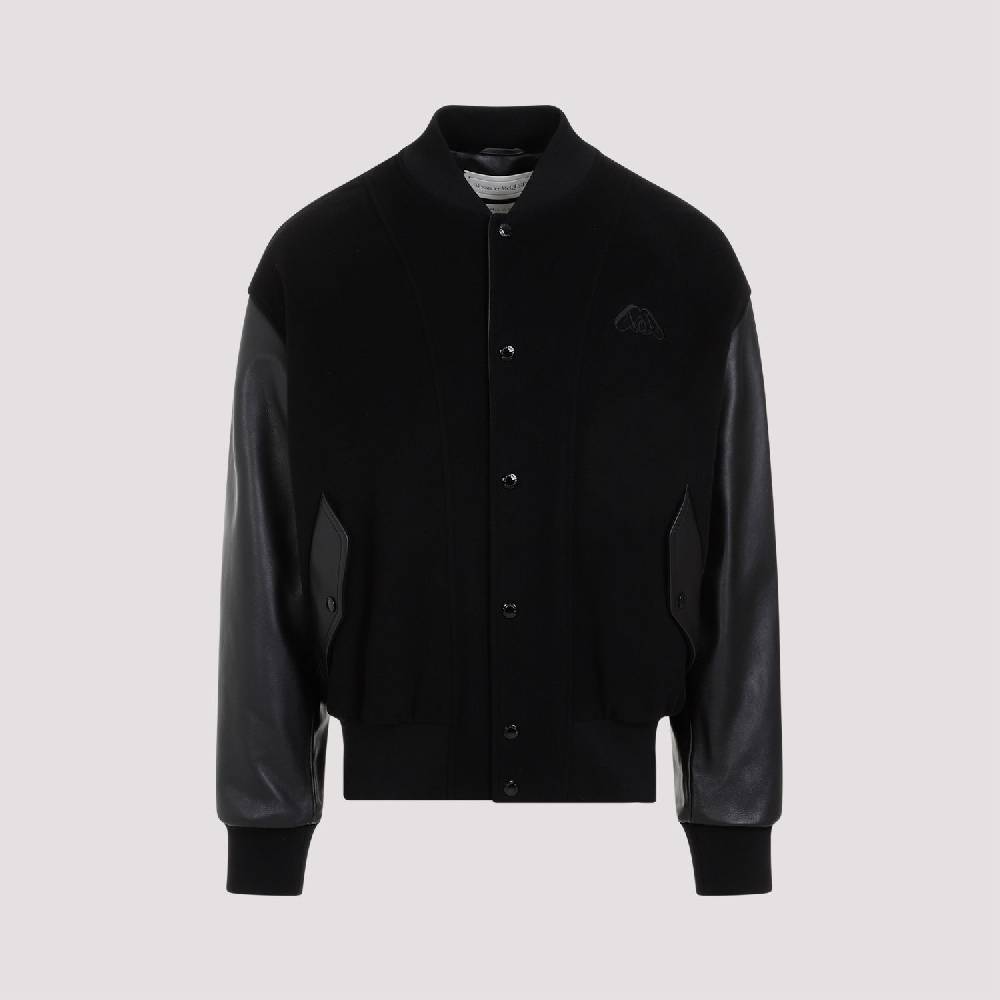 ALEXANDER MCQUEEN  Bomber Uomo Alexander McQueen In Cashmere E Pelle Nera