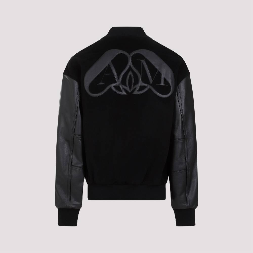 ALEXANDER MCQUEEN  Bomber Uomo Alexander McQueen In Cashmere E Pelle Nera