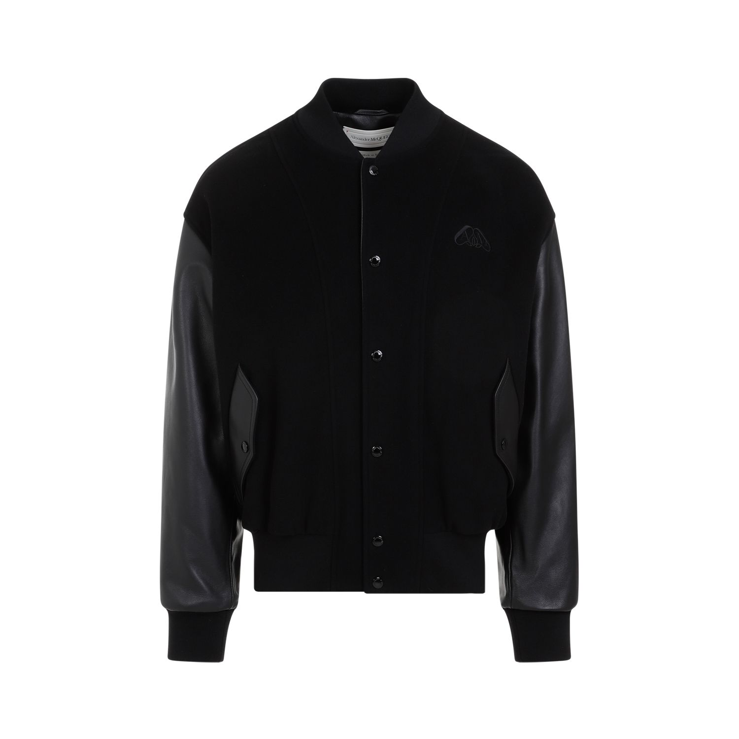 ALEXANDER MCQUEEN  Bomber Uomo Alexander McQueen in Cashmere e Pelle Nera