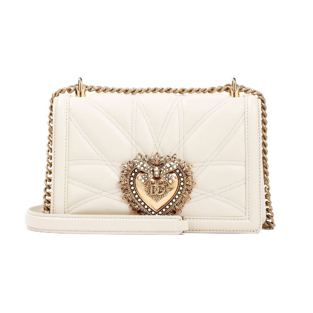 DOLCE & GABBANA  Borsa a Spalla Devotion Dolce & Gabbana in Pelle Color Nude