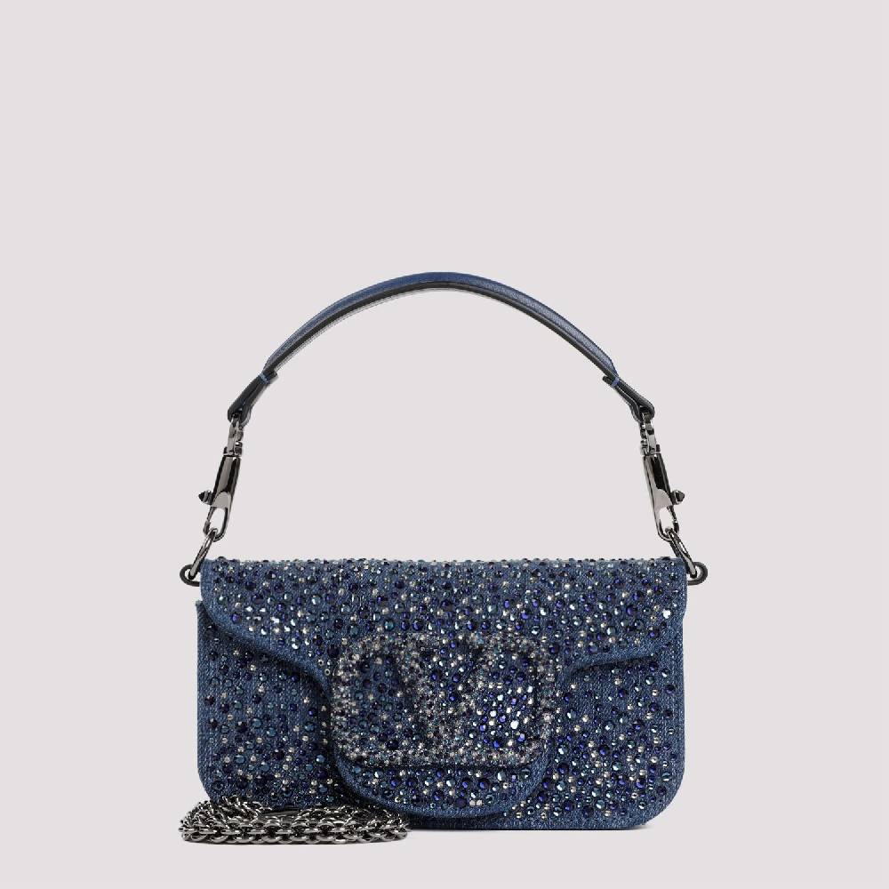 VALENTINO GARAVANI  Borsa A Spalla Piccola Blu Con Strass Di Valentino Garavani