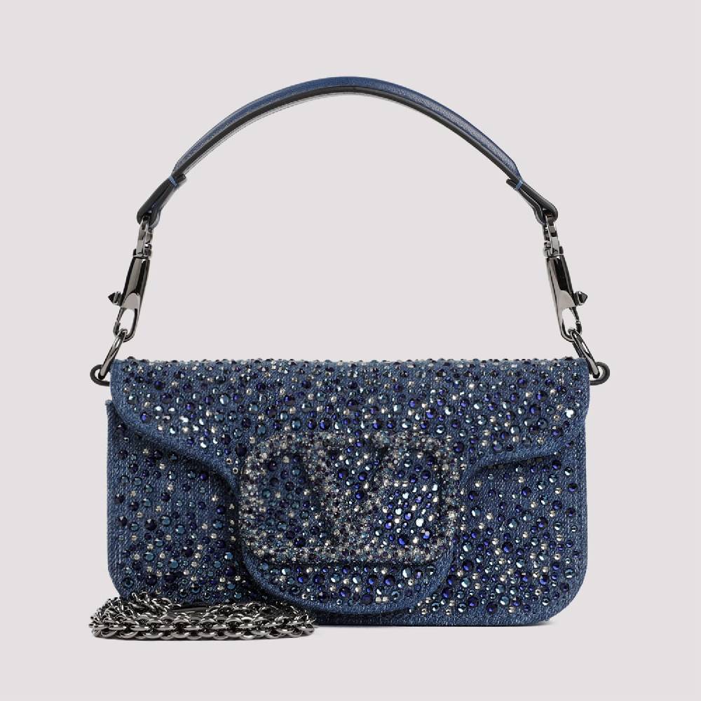 VALENTINO GARAVANI  Borsa A Spalla Piccola Blu Con Strass Di Valentino Garavani