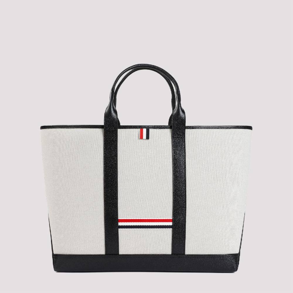 THOM BROWNE  Borsa Shopper Media In Pelle Nera Thom Browne