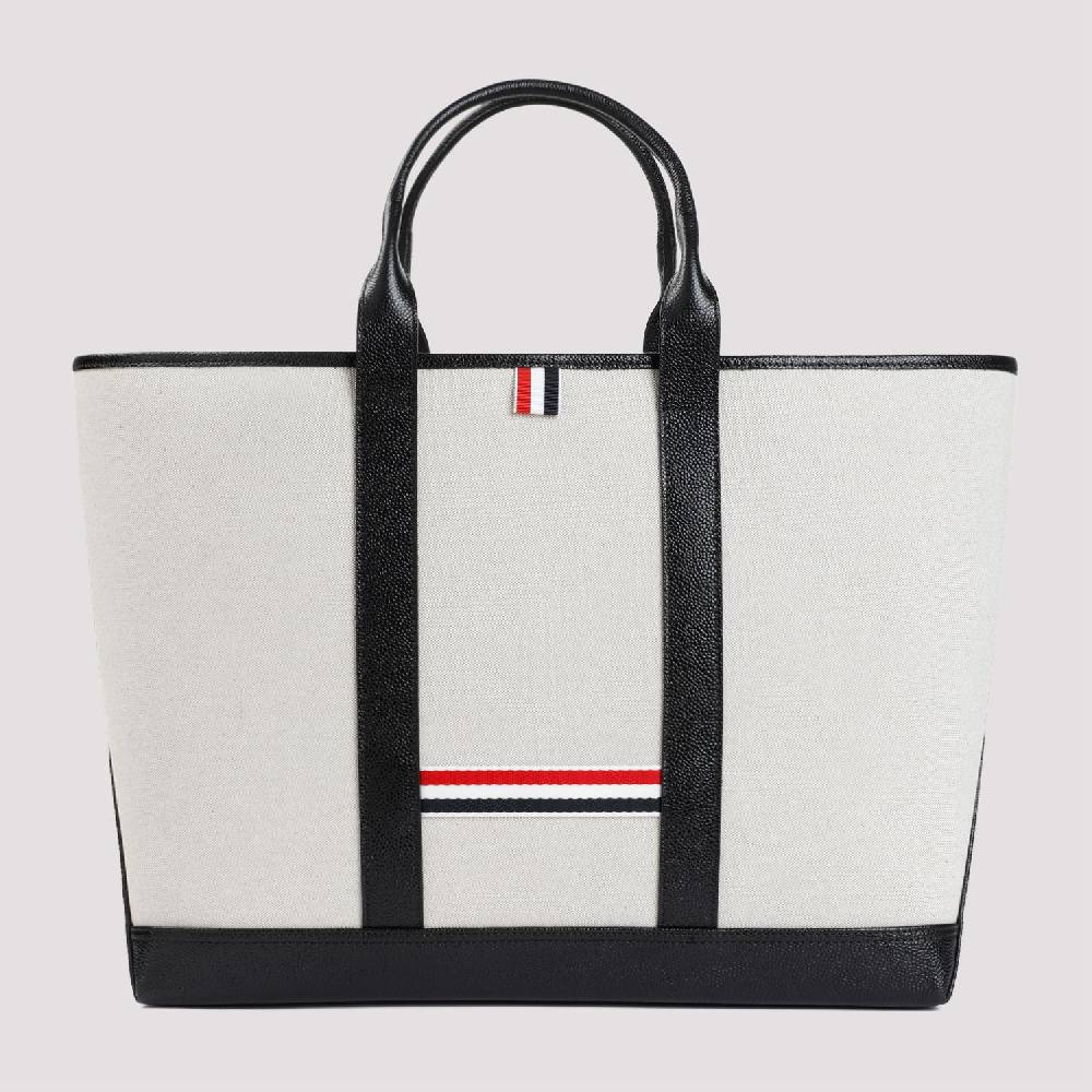 THOM BROWNE  Borsa Shopper Media In Pelle Nera Thom Browne