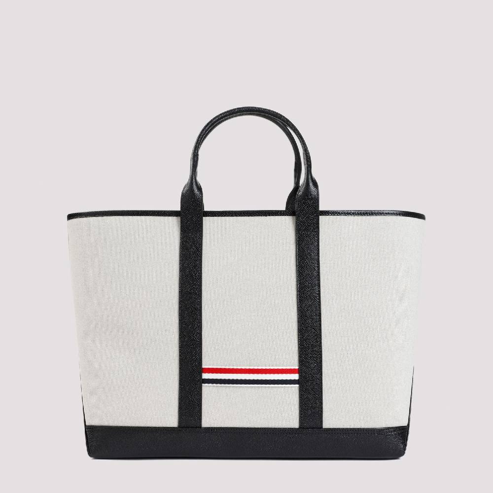 THOM BROWNE  Borsa Shopper Media In Pelle Nera Thom Browne