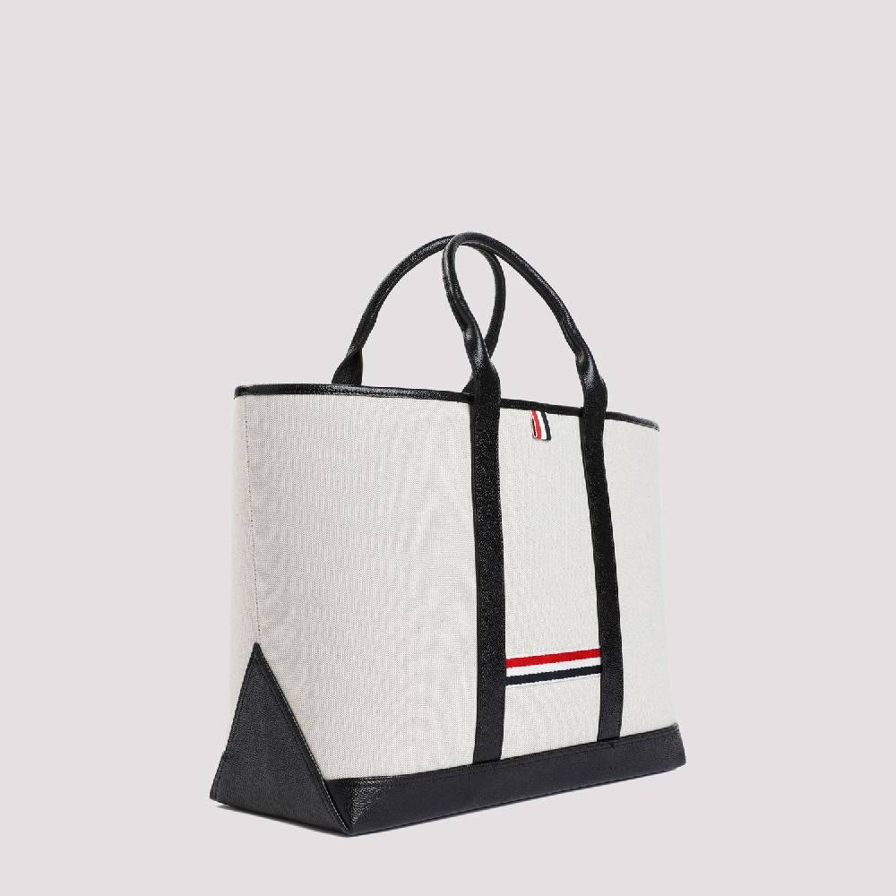 THOM BROWNE  Borsa Shopper Media In Pelle Nera Thom Browne