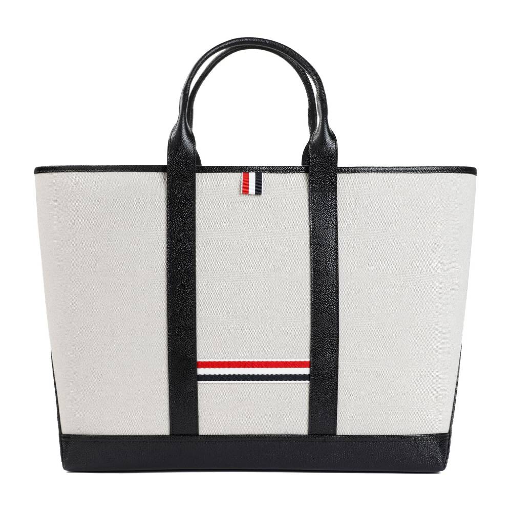 THOM BROWNE  Borsa Shopper Media in Pelle Nera Thom Browne