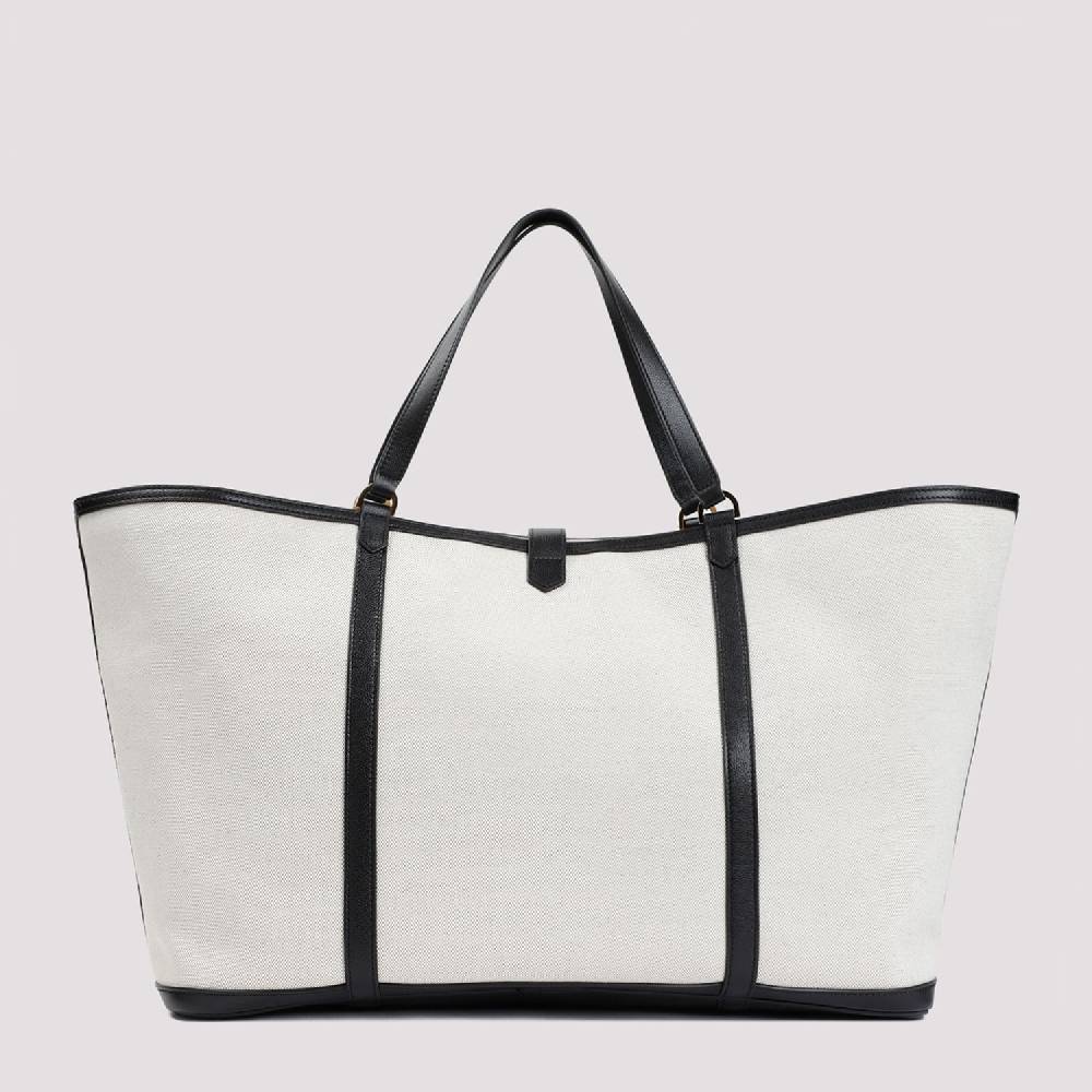 TOM FORD  Borsa Shopper TOM FORD In Cotone E Pelle Nera