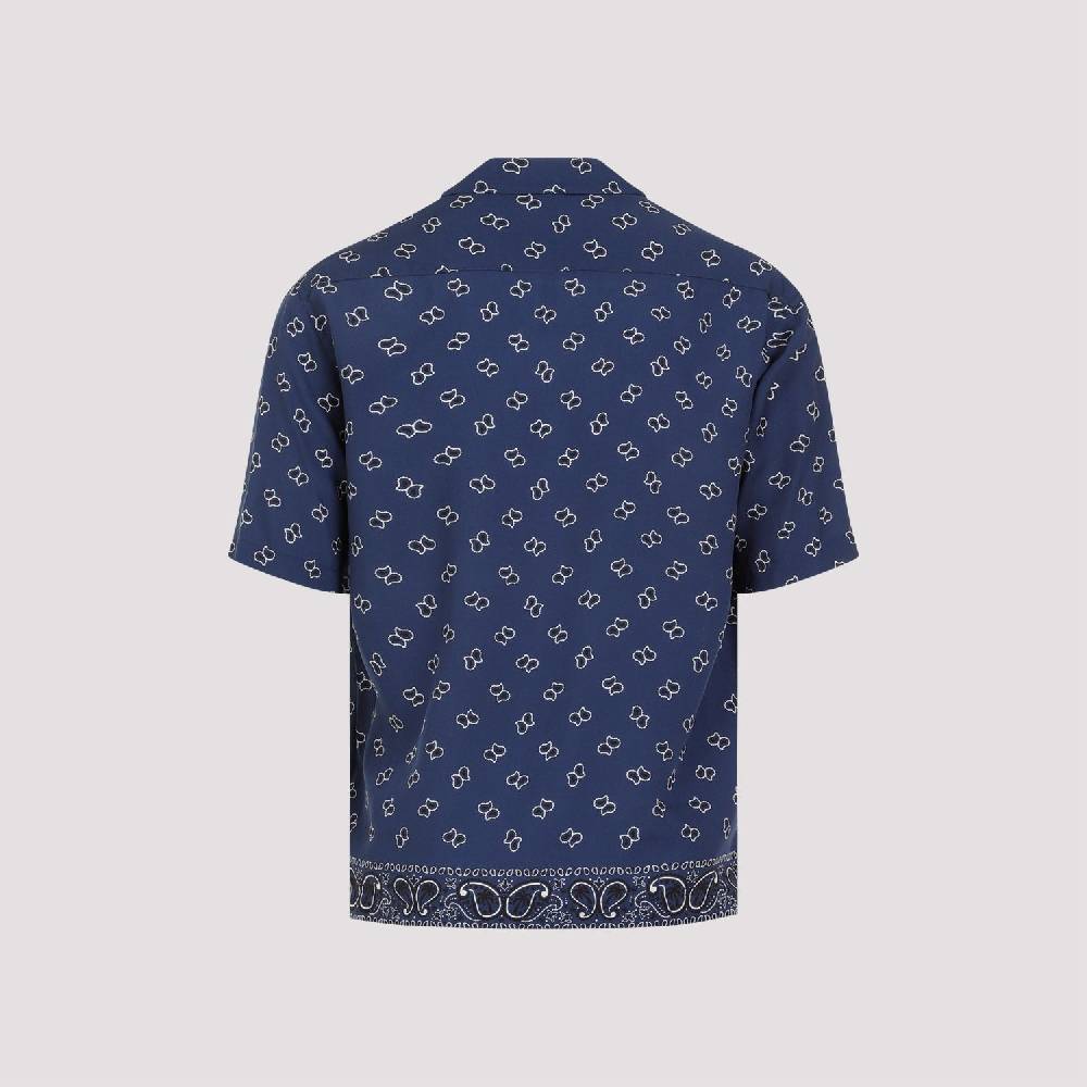 PALM ANGELS  Camicia Bowling Blu Navy Paisley Palm Angels Uomo