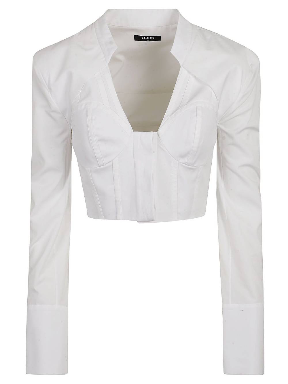 BALMAIN  Camicia Corta di Cotone Bianca BALMAIN da Donna