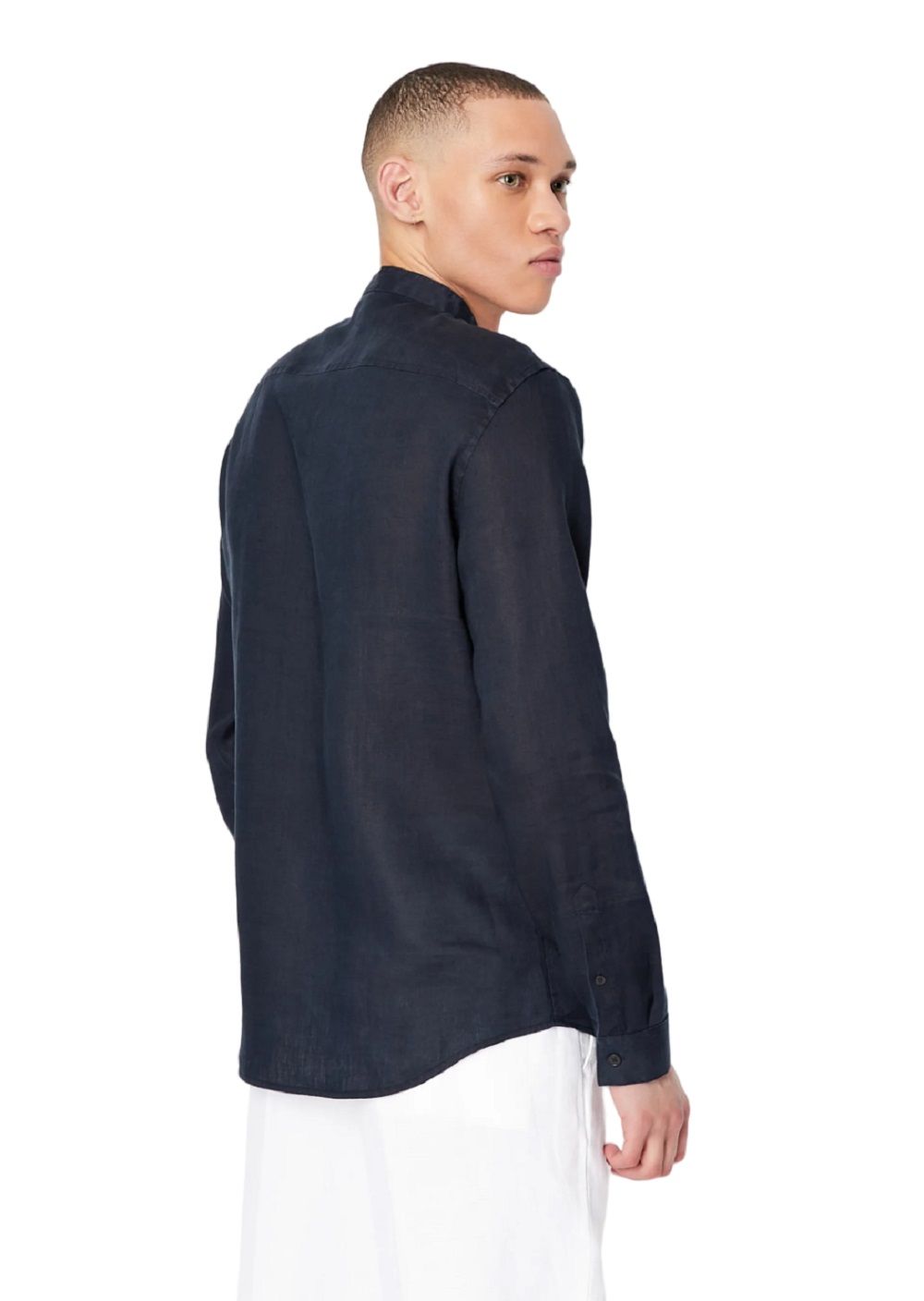 ARMANI EXCHANGE  Camicia Di Lino Blu Uomo Armani Exchange