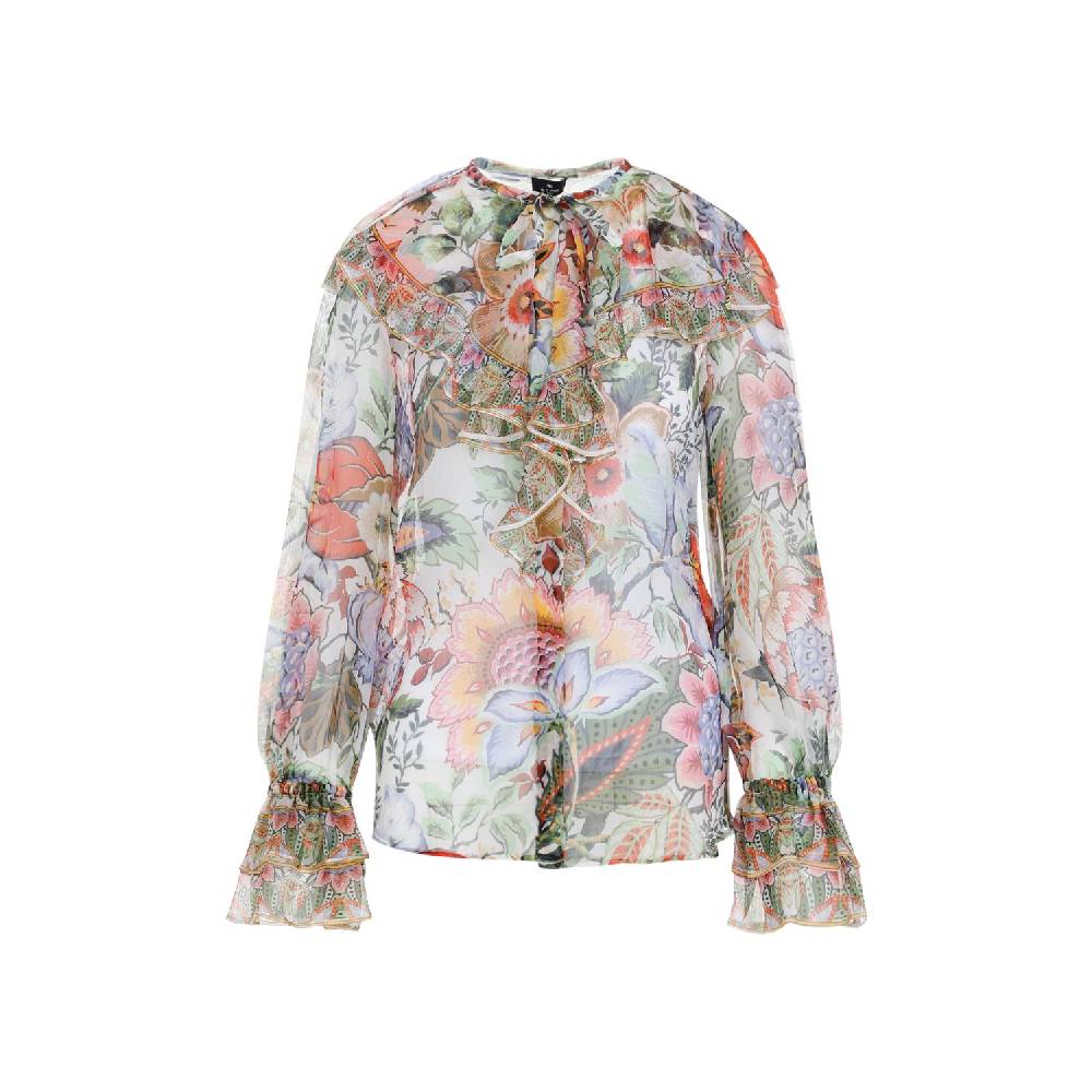 ETRO  Camicia ETRO in Seta Floreale con Ruche - Multicolore