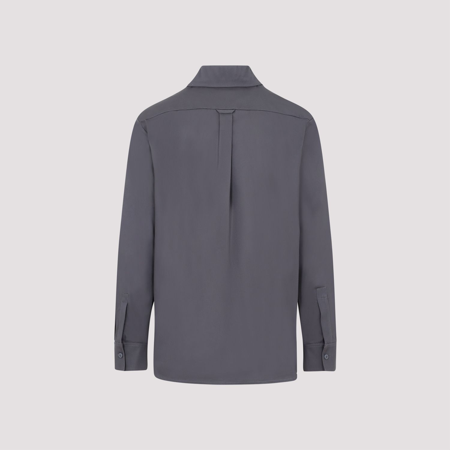 PALM ANGELS  Camicia In Cotone Antracite Palm Angels Con Fascia Logo