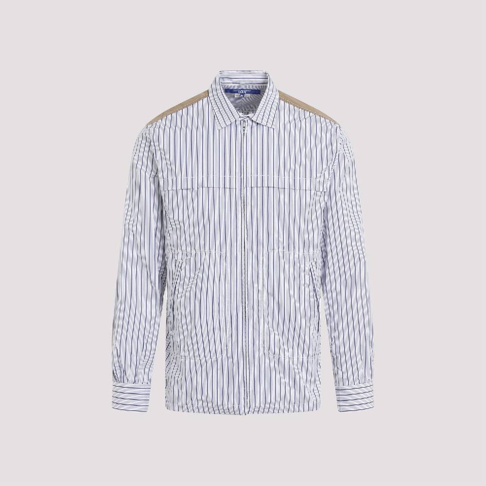 JUNYA WATANABE  Camicia In Cotone Da Uomo Junya Watanabe - Bianca A Righe Con Zip