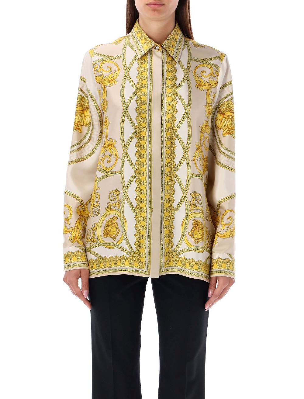VERSACE  Camicia in Seta Beige Versace Coupe de Deaux - Abbigliamento Donna