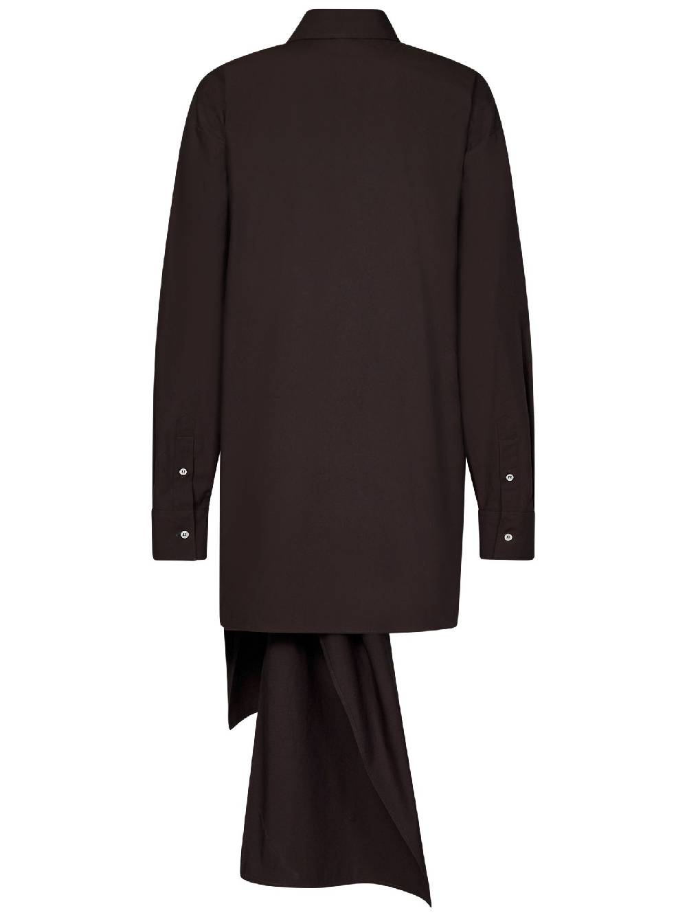 MSGM  Camicia Marrone In Cotone Oversized Con Nodo MSGM