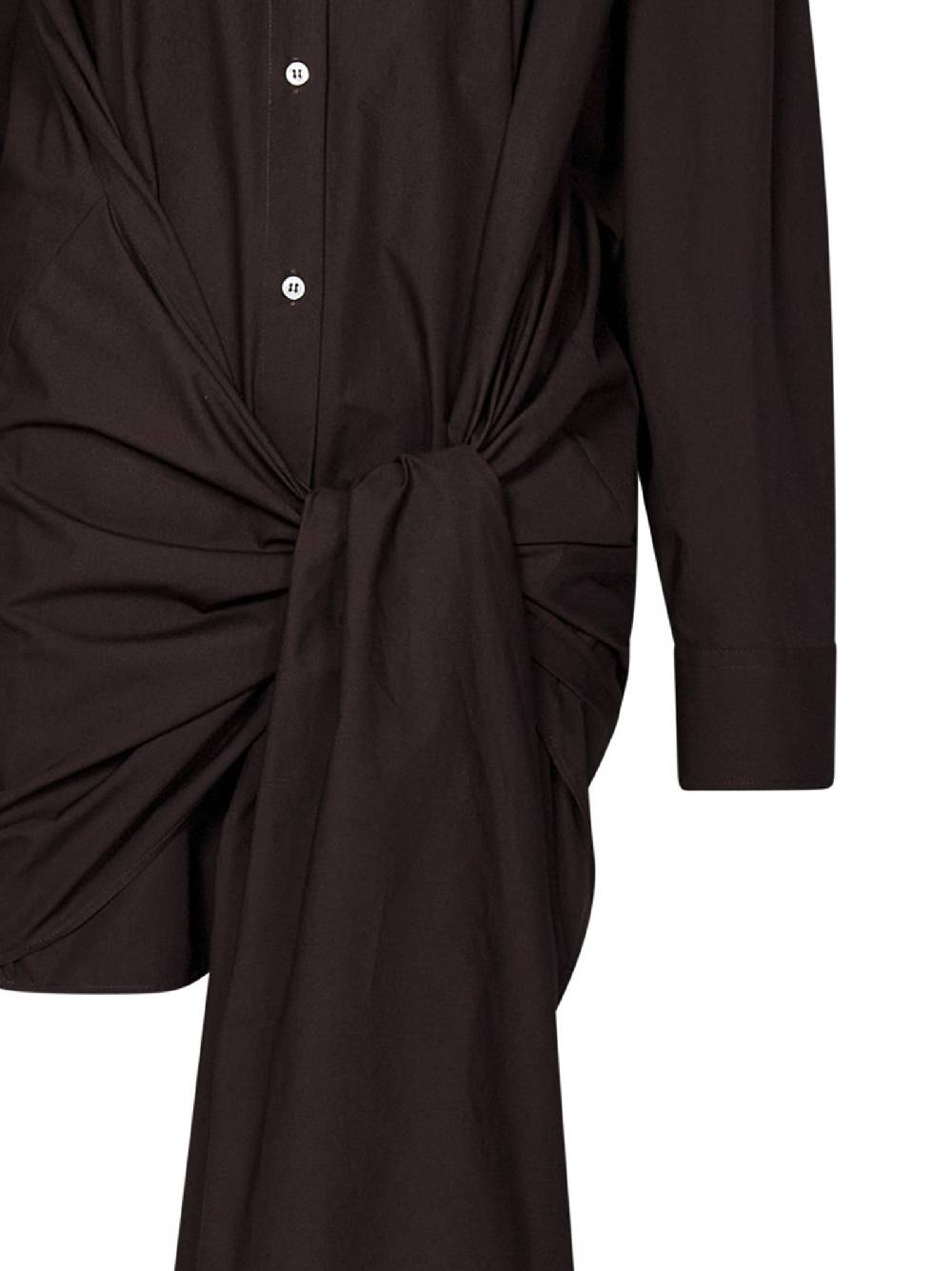 MSGM  Camicia Marrone In Cotone Oversized Con Nodo MSGM