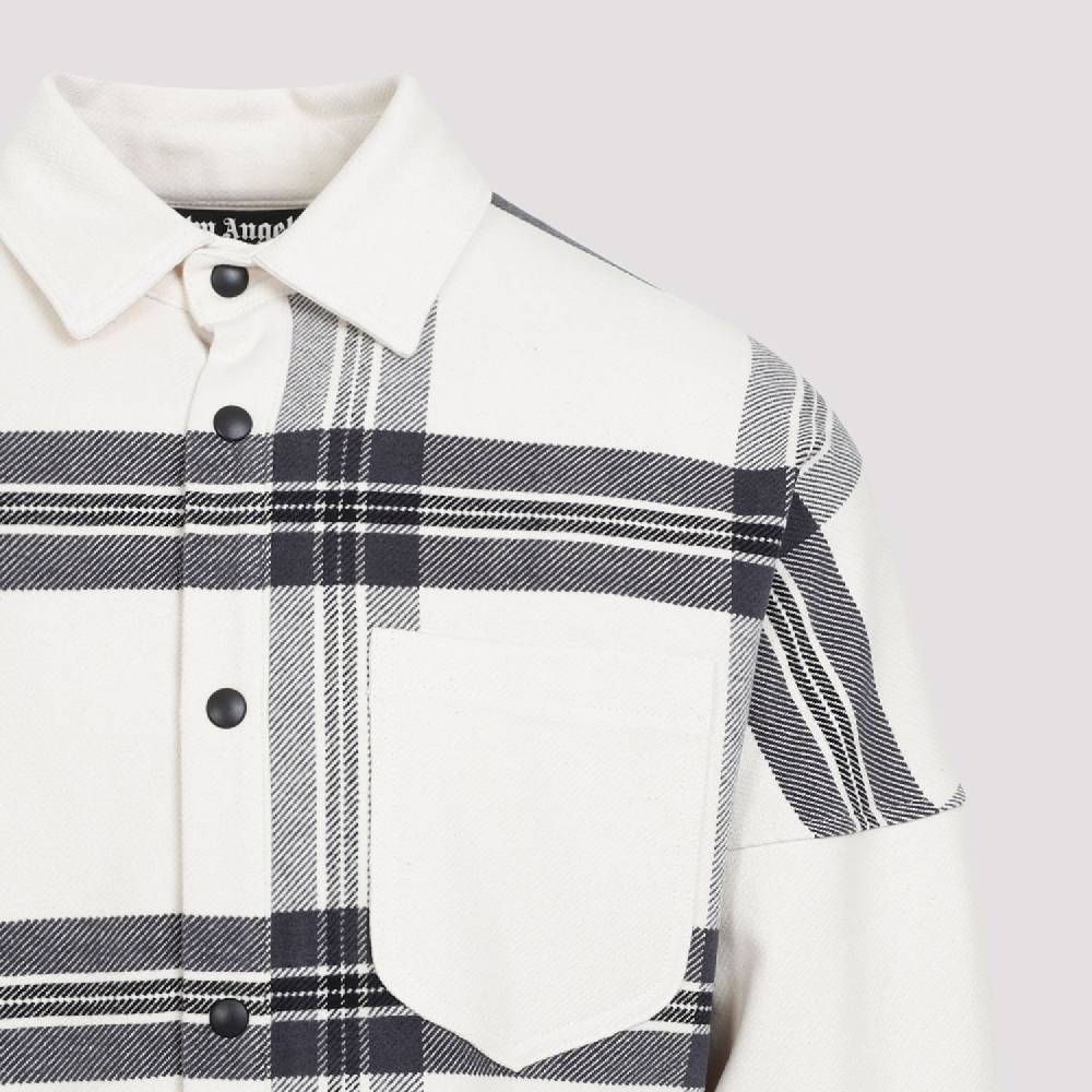 PALM ANGELS  Camicia Overshirt A Quadri Bianco Spento Palm Angels - Uomo