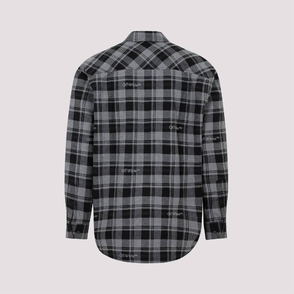 OFF-WHITE  Camicia Overshirt A Quadri In Cotone Grigio Da Uomo Off-White