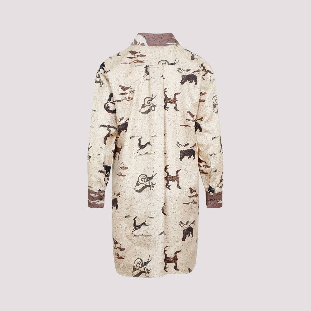 LOEWE  Camicia Oversize Da Donna Loewe In Seta Beige Con Stampa Animalier