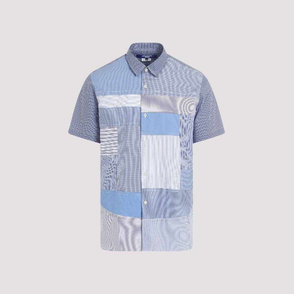 JUNYA WATANABE  Camicia Patchwork Blu In Cotone Da Uomo Junya Watanabe
