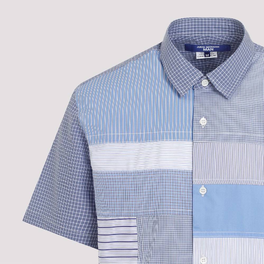JUNYA WATANABE  Camicia Patchwork Blu In Cotone Da Uomo Junya Watanabe