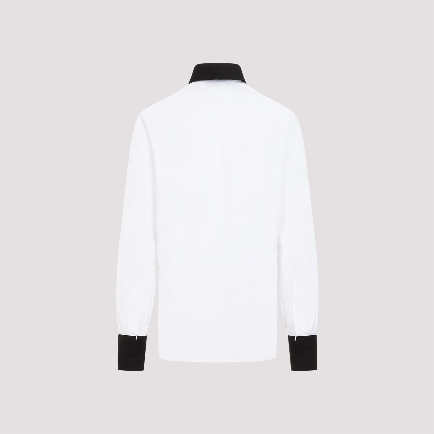 PRADA  Camicia Prada Uomo Cotone Bianco Con Colletto A Contrasto Nero