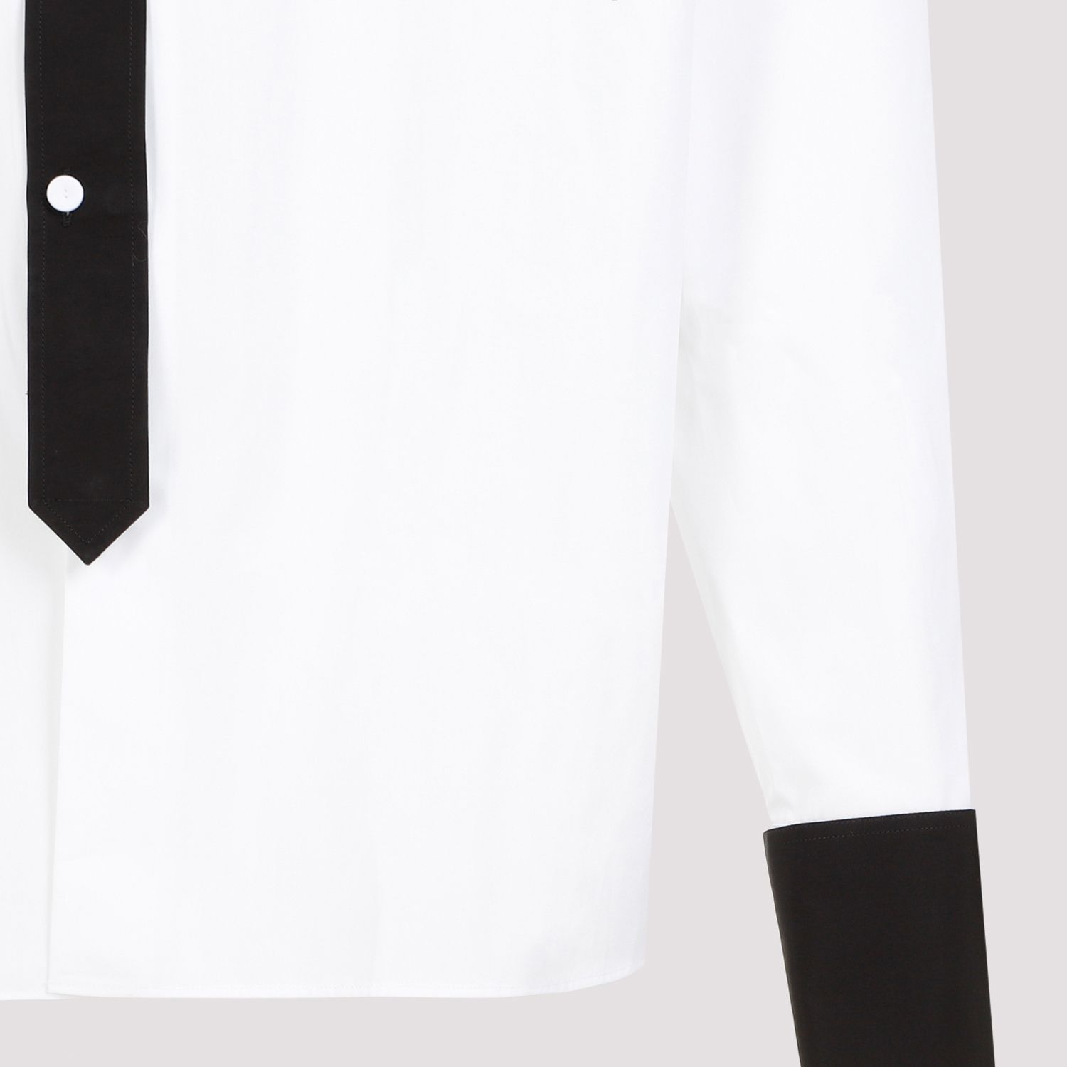 PRADA  Camicia Prada Uomo Cotone Bianco Con Colletto A Contrasto Nero